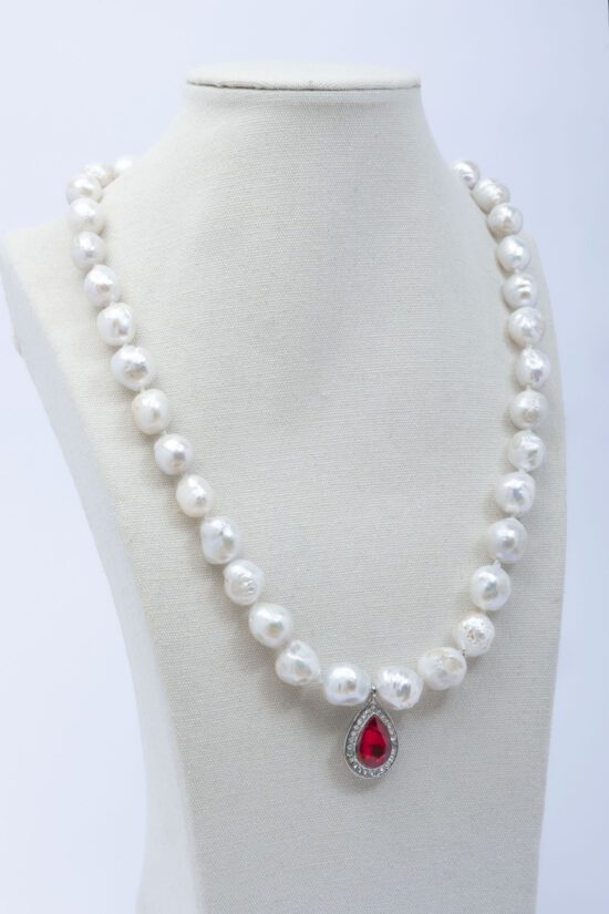 Collar Perla natural 9-12mmx10mm AAA+ ,cierre Plata 925 y circonita - Imagen 6