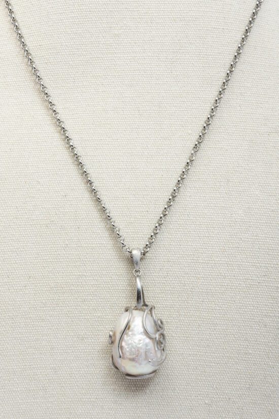 Colgante Perla natural Barroca  3,5cm AA+ con fornitura Plata 925