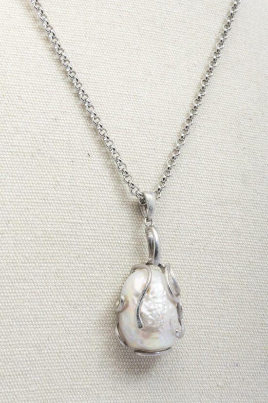 Colgante Perla natural Barroca  3,5cm AA+ con fornitura Plata 925 - Imagen 2