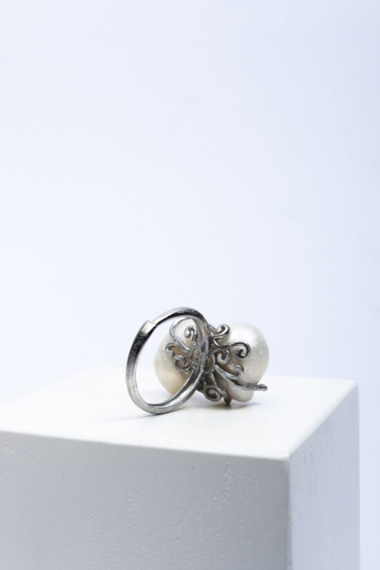 Anillo Perla natural  Barroca AA+ con fornitura Plata 925 ajustable - Imagen 2