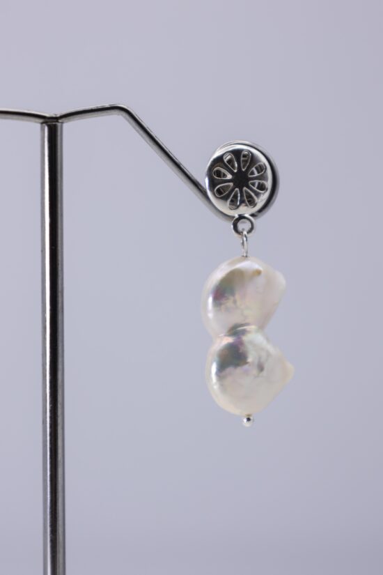 Pendiente Perla natural Barrocas AAA+2,3cm con cierre de  Plata 925 - Imagen 2