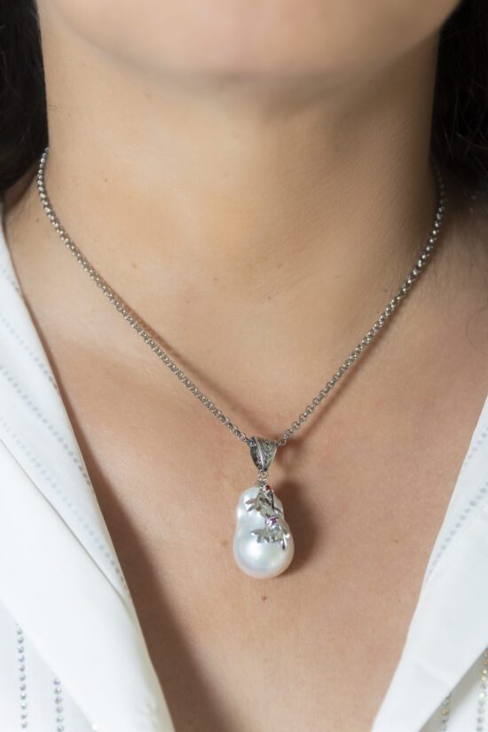 Colagante Perla natural AAA+4cm de Plata 925 - Imagen 3