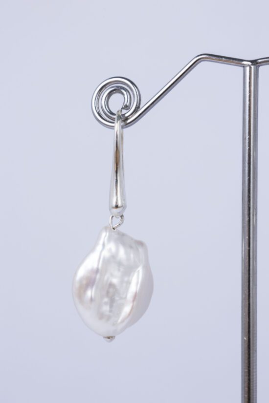 Pendiente Perla natural Barroca AAA+ 2,3cm con cierre de Plata 925 - Imagen 6