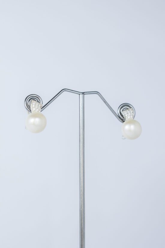 Pendientes Perla natural AAA+2,3cm con Plata de ley 925 cierre omega +circonita 1,5cmac