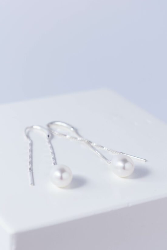 Pendiente Perla natural lagrima-gota de agua con cierre de Plata 925 - Imagen 4