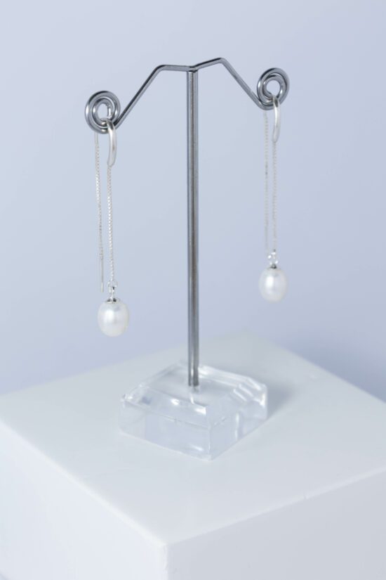 Pendiente Perla natural lagrima-gota de agua con cierre de Plata 925