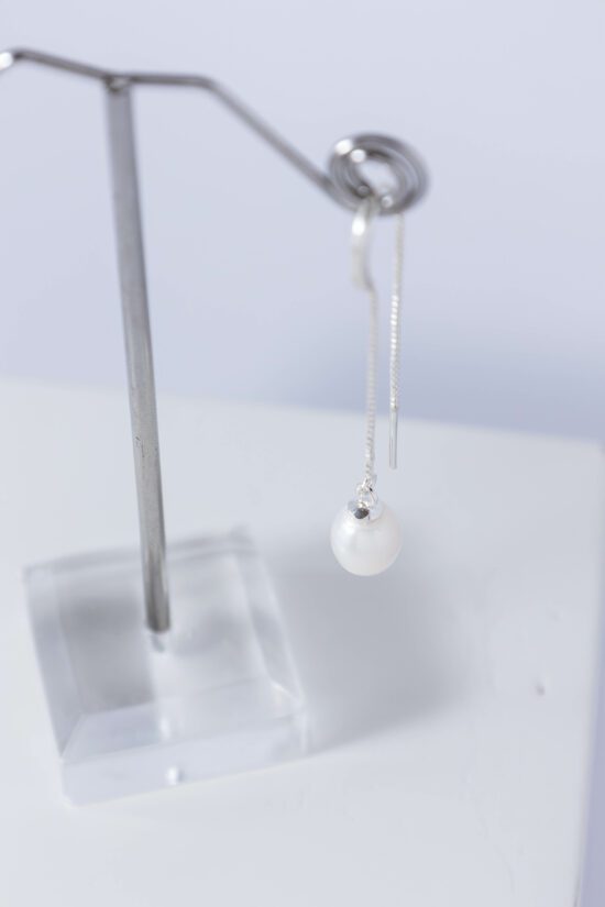 Pendiente Perla natural lagrima-gota de agua con cierre de Plata 925 - Imagen 6