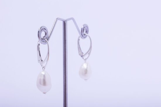 Pendiente Perla natural AAA+1,5cm  de Plata 925 - Imagen 2