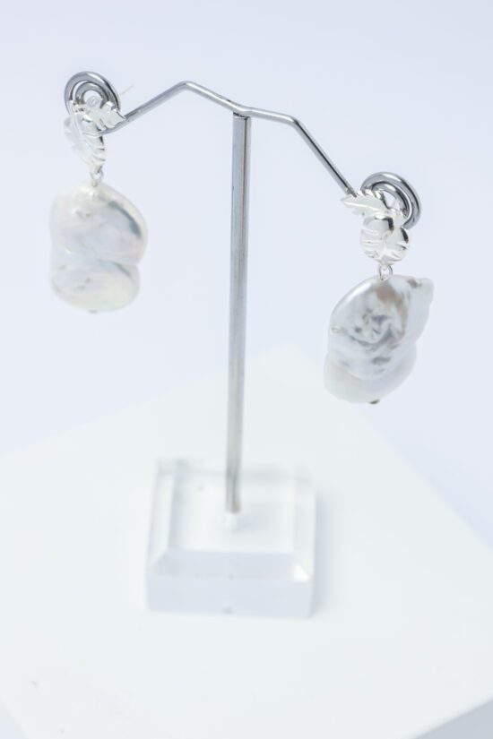Pendiente Perla natural de agua dulce Barroca AA+2,8cm , con fornitura de Plata 925 - Imagen 10
