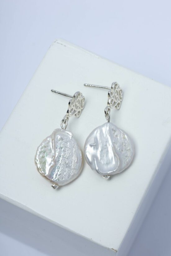 Pendiente Perla natural Barroca de agua dulce AAA+1,8cm  con Plata 925 - Imagen 2