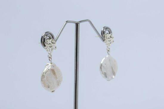 Pendiente Perla natural Barroca de agua dulce AAA+1,8cm  con Plata 925