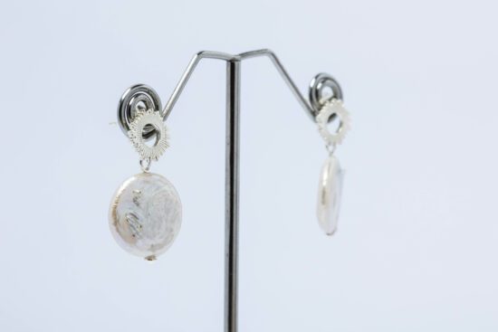 Pendiente Perla natural Barroca AAA+2cm con cierre de Plata 925 - Imagen 4