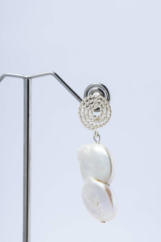 Pendiente Perla natural de agua dulce Barroca AAA+ 3cm , con fornitura de Plata 925 - Imagen 2