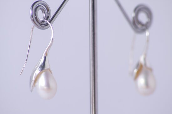 Pendiente Perla natural AAA* lagrima-Gota de agua 3cm con Plata fornitura - Imagen 3