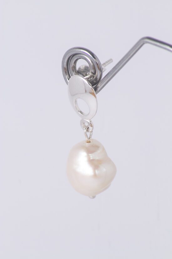 Pendiente Perla natural de agua dulce AAA+1,5cm, con Plata 925 - Imagen 3