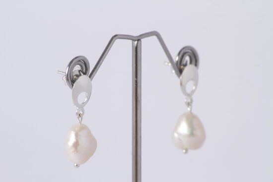 Pendiente Perla natural de agua dulce AAA+1,5cm, con Plata 925