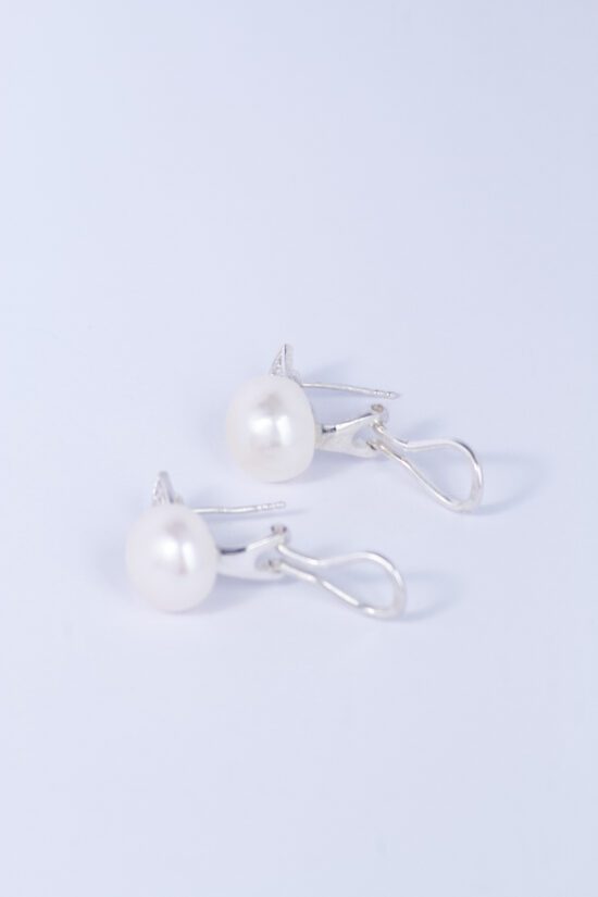 Pendientes Perla natural AAA+2,3cm con Plata de ley 925 cierre omega +circonita 1,5cmac - Imagen 4