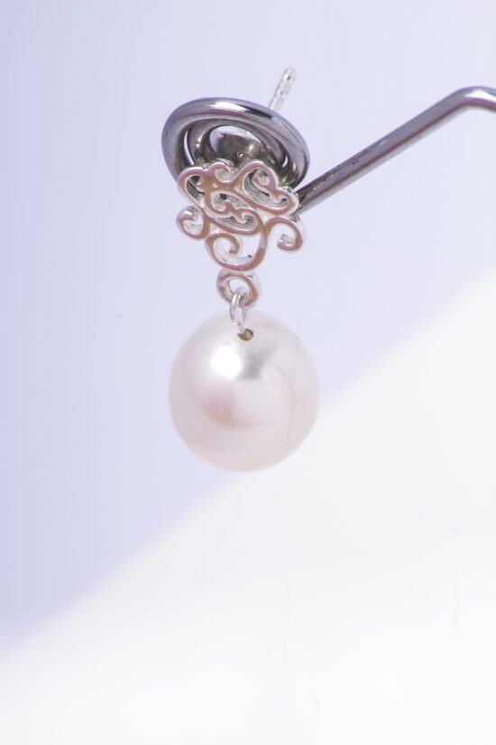 Pendiente Perla natural Barroca AAA+ 3cm de Plata 925 - Imagen 2