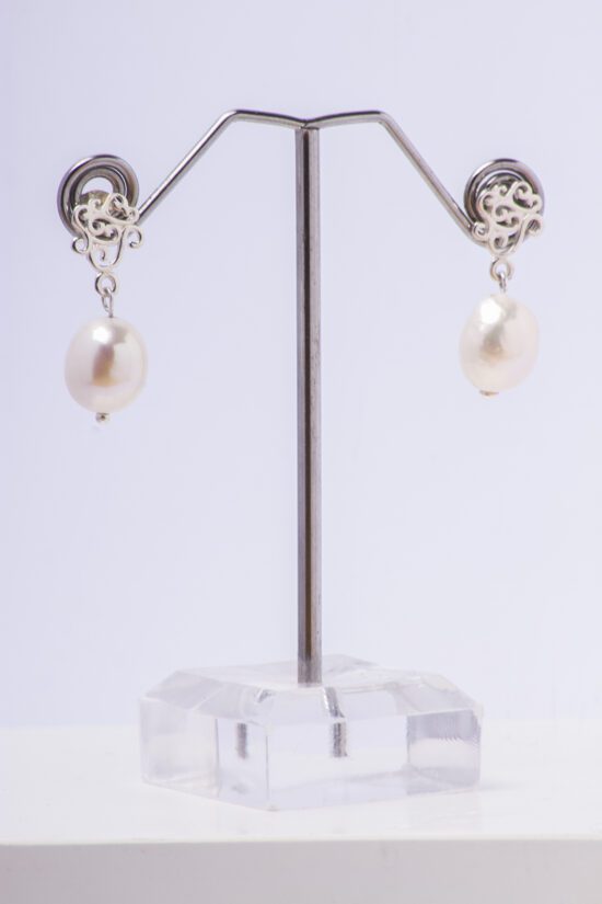 Pendiente Perla natural Barroca AAA+ 3cm de Plata 925