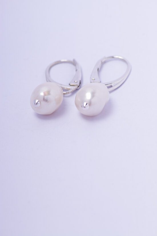 Pendiente Perla natural AAA+1,5cm  de Plata 925 - Imagen 4