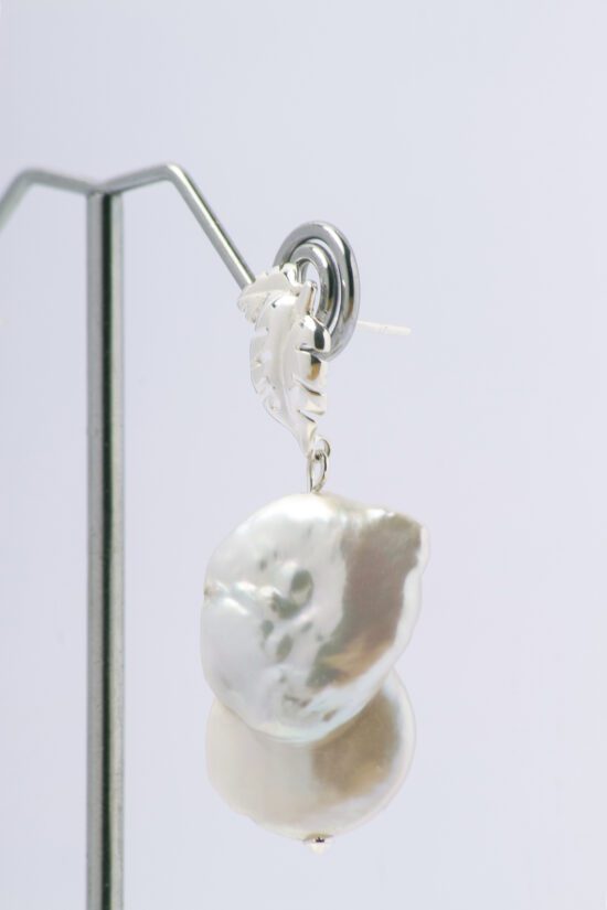 Pendiente Perla natural de agua dulce Barroca AA+2,8cm , con fornitura de Plata 925 - Imagen 6