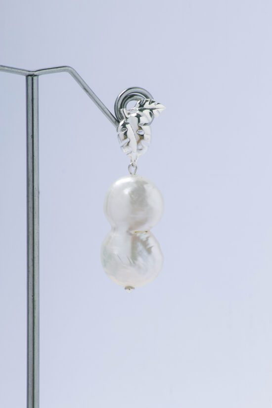 Pendiente Perla natural de agua dulce Barroca AA+2,8cm , con fornitura de Plata 925 - Imagen 3