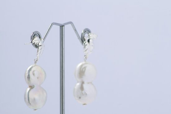 Pendiente Perla natural de agua dulce Barroca AA+2,8cm , con fornitura de Plata 925 - Imagen 2